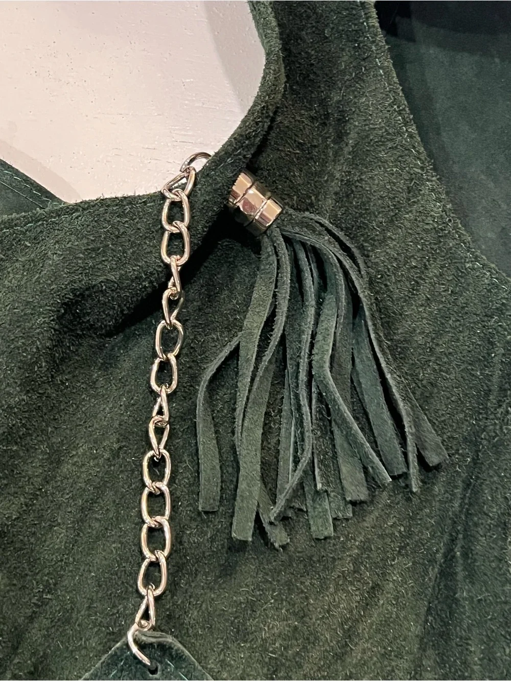 Suede Hobo Bag with Tassel Accent in Black